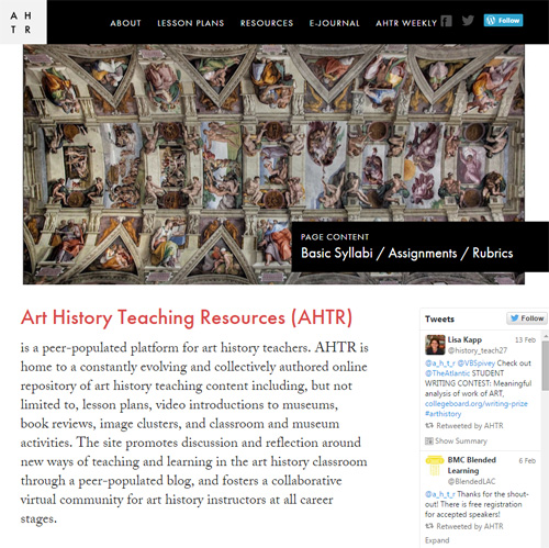 Screenshot from Art History Teaching Resources website.