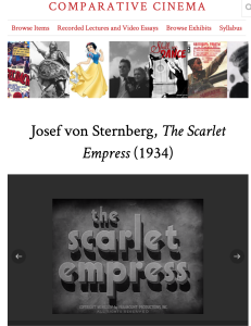 screenshot of Scarlett Empress film clip in Omeka site
