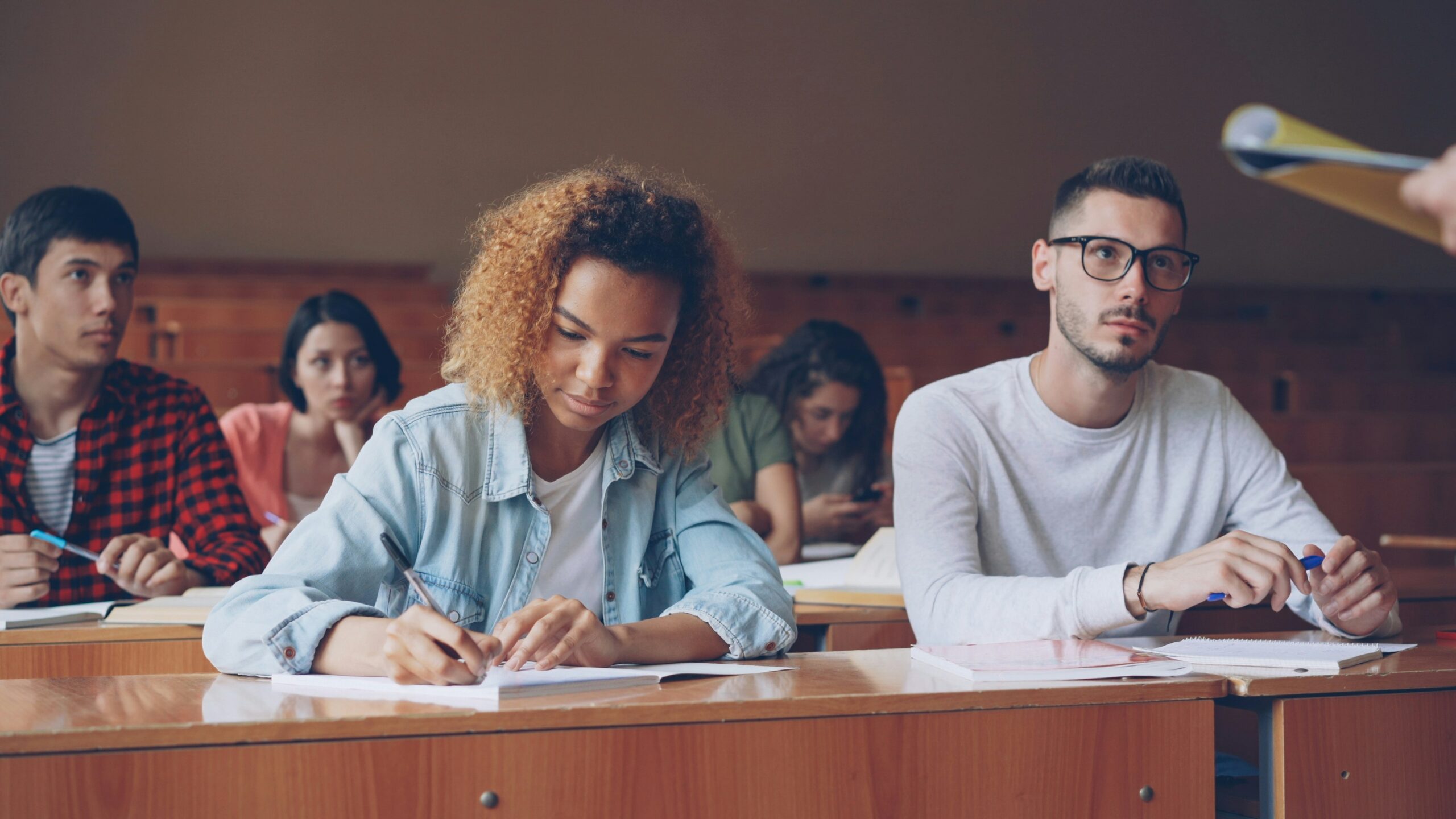 college students in a classroom