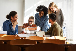 small group of university students in a classroom