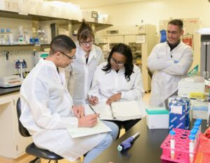 group of people in a lab